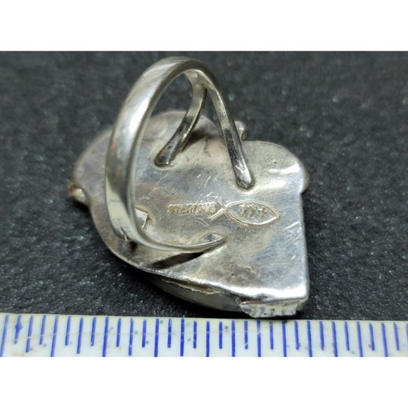 Vintage Native Made Wolf Claw Turquoise Coral Men's Ring Size 10.5 - Picture 4 of 4